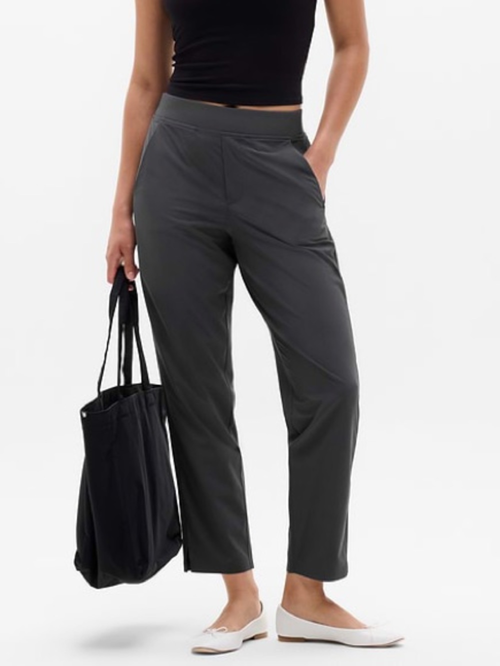 Athleta Brooklyn Mid Rise Ankle Pant - Ash Gray Wrinkle Resistant Stretch